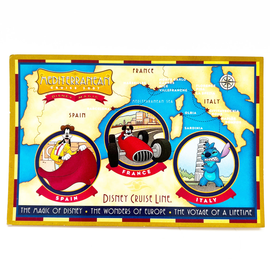 Disney Magic Mediterranean Cruise Line 2007 Italy Map Souvenir Postcard