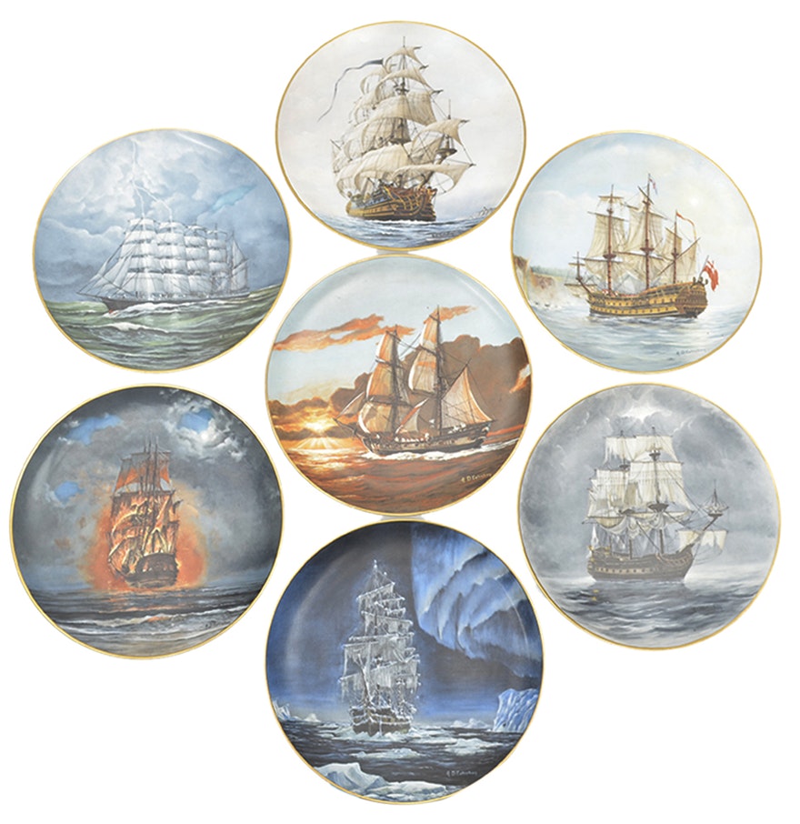 Legendary Ships Of The Seas Plates Royal Cornwall Calhoun's Collectors Society Set 10