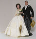 Vintage Franklin Mint Jacqueline Bouvier and John F. Kennedy Bride and Groom Porcelain Heirloom Dolls
