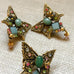 Vintage Butterfly Clip Earrings Brooch Set