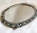 Vintage Filigree Mirror Tray Stamped SF