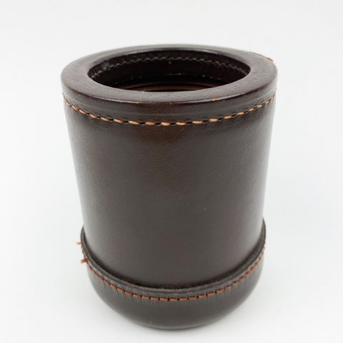 Vintage Leather Dice Cup Holder Ribbed Interior Grip Stitched