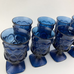 Vintage 70's Noritake Spotlight Blue Streamware Wine Glasses Goblets Set of 8