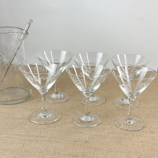 Lot of Noritake Crystal Glass Bamboo Etched Pilsner Barware