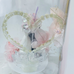 Vintage Wedding Bride Groom Cake Topper Heart Tulle  Platform