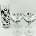 Mod Cocktail Glass Pitcher Martini Glasses Art Deco Retro Bareware 4 Martini Cup Set