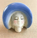 Vintage Lady Head Vase & Wall Pocket Vintage Blue Hat Ceramic Women Face