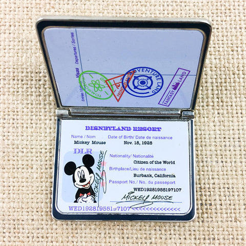 Disney Pin DLR Disneyland Resort Passport Mickey Silver Metal Hinged