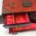 Vintage Oriental Chinese Wood Wooden Jewelry Box Brass And Ornate Carved Jade The Peoples Republic Of China Music Box