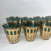 Vintage 1960's Mid Century Culver Emerald Scroll Double Old Fashion Glasses