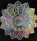 Vintage Iridescent Carnival Glass Bowl Petal Pattern w/ Metal Base