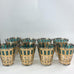 Vintage 1960's Mid Century Culver Emerald Scroll Double Old Fashion Glasses