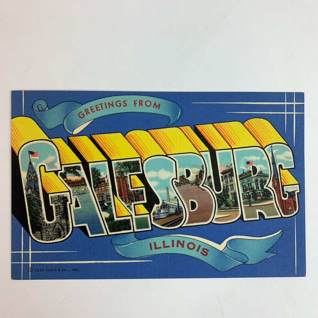 Grettings From Galesburg Illinois Big Letter Postcard