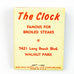 THE CLOCK Long Beach California Walnut Park Matchbook