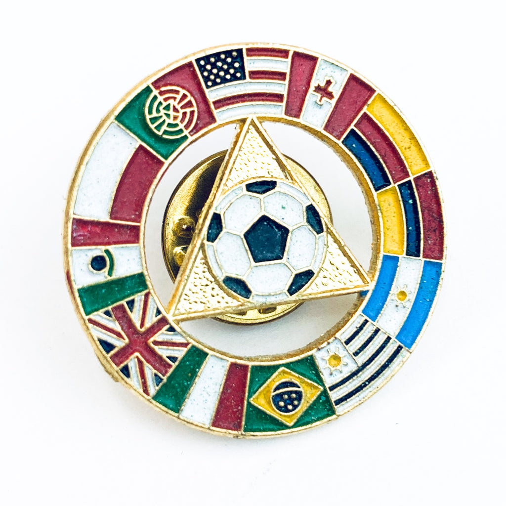 Soccer Football Pin With Nations Flags Lapel Collector Pin