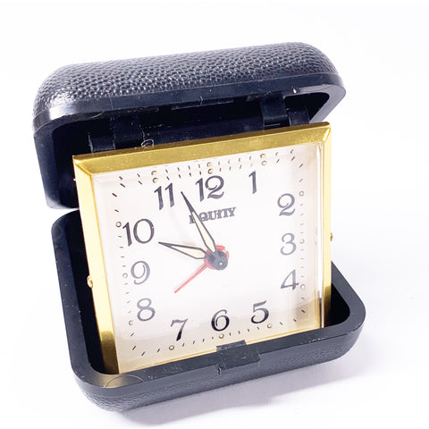Vintage Equity Travel Alarm Clock Folding Case