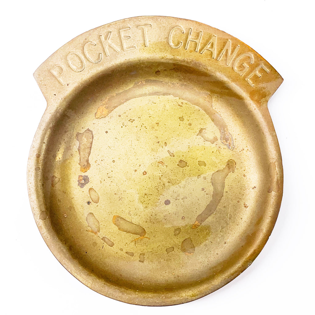 Vintage Brass Pocket Change Dish Holder