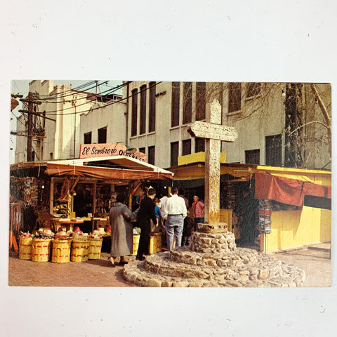 Vintag Olvera Street Los Angeles Oldest Street Historic Cross Postcard