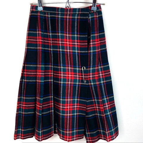 Vintage Ann Stevens Plaid Tartan Pleated Skirt