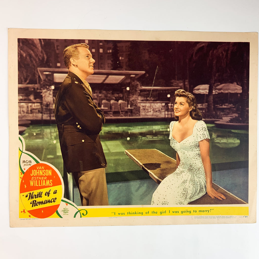 1945 MGM Thrill of A Romance Esther Williams Van Johnson Movie Lobby Card