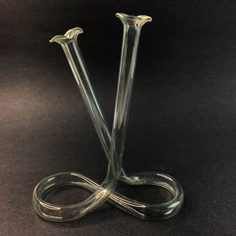 Vintage Glass Double Cylinder Twisted Tube Bud Vase