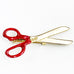 Vintage Metal Red Handle Gold Tone Scissors Lapel Brooch Pin