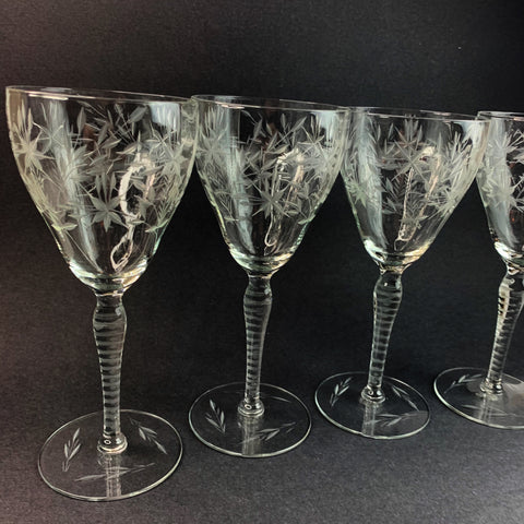 Vintage Champagne Cut Stem Glasses
