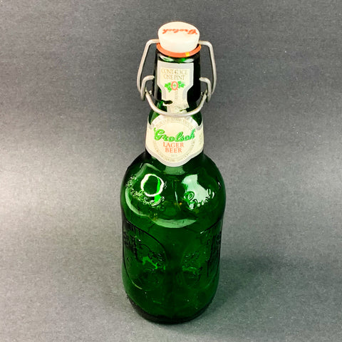 Vintage Grolsch Embossed Green Glass Beer Bottle with Swing Top