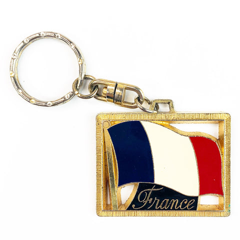 Vintage France Flag Souvenir Keychain