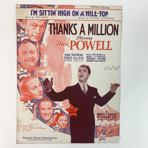 THANKS A MILLION Sheet Music New O'leans Dick Powell Ann Dvorak Paul Whiteman