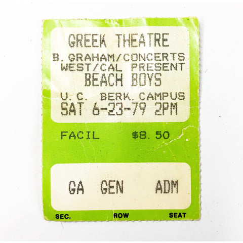 The Beach Boys Concert Ticket 1979 Greek Theater