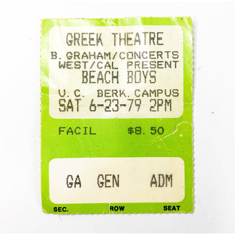 The Beach Boys Concert Ticket 1979 Greek Theater