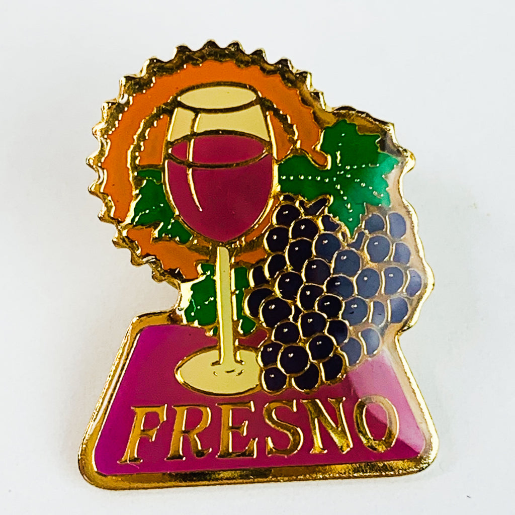 Fresno California Fresno Wine Glass Grape Lapel Pin