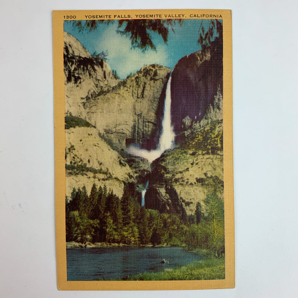 Yosemite Falls Yosemite Valley California CA Linen Postcard