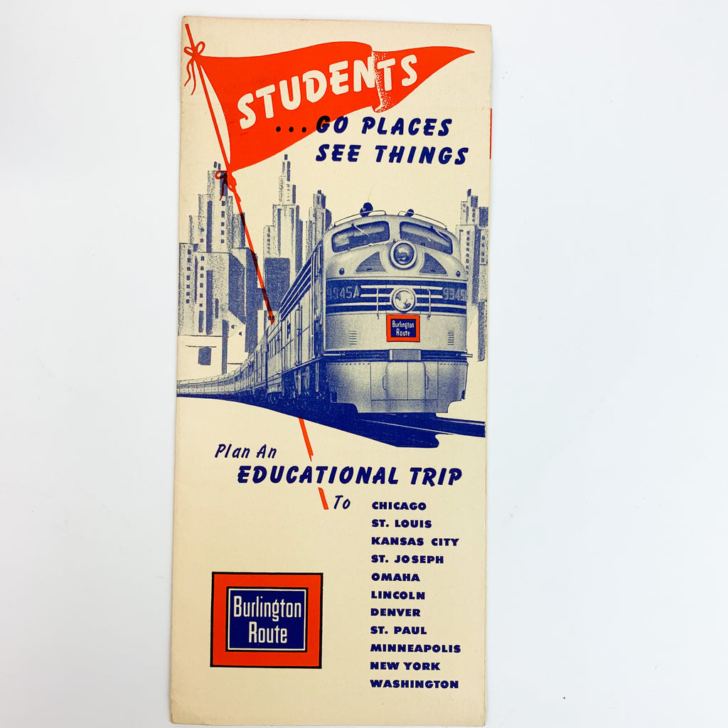 Vintage Burlington Route Railroad Educational Trip Facilities Paper Brochure