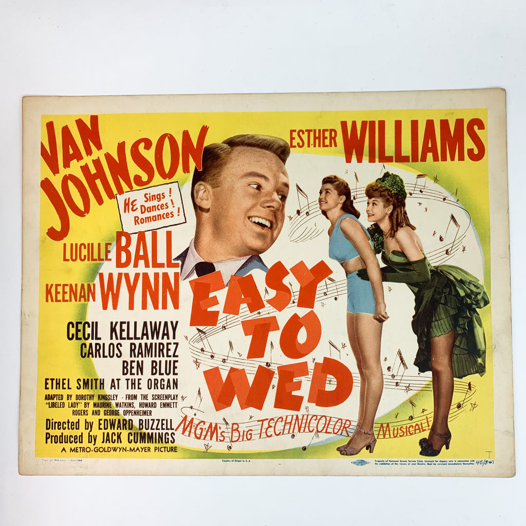 Easy To Wed 1946 MGM Color Technicolor Esther Williams Lucille Ball Lobby Card
