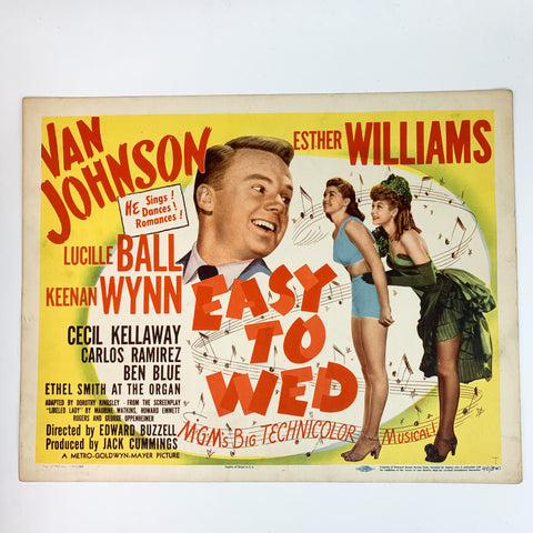 Easy To Wed 1946 MGM Color Technicolor Esther Williams Lucille Ball Lobby Card