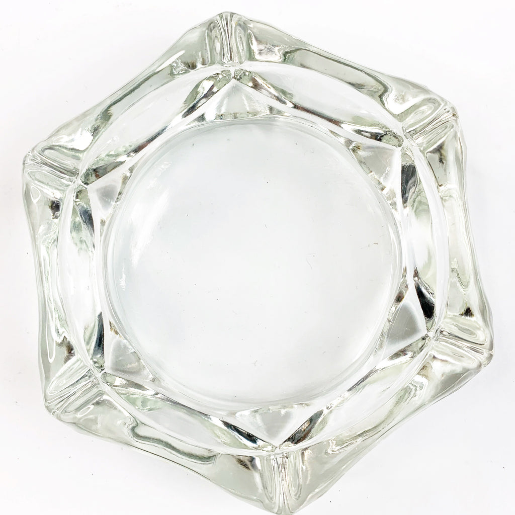 Vintage Clear Heavy Glass Octagon Ashtray