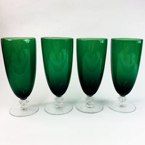 Vintage Tiffin Killarney Emerald Green Footed Glasses