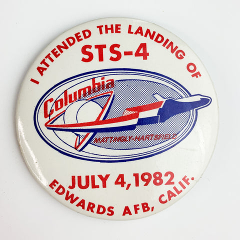 Vintage Columbia Mattingly Hartsfield STS-4 Space 1982  Pin Pinback Button