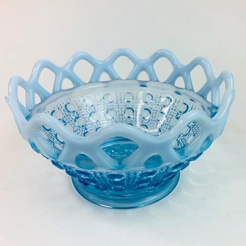 Vintage Imperial Opalescent Blue Glass Candy Dish
