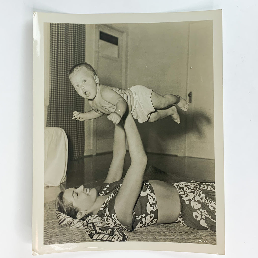 Esther Williams Holding Baby Son Candid Vintage Family Photo 8X10