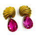 Vintage Pink Stone Drop Shell Post Earrings