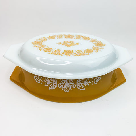 Vintage Pyrex Butterfly Gold Dish