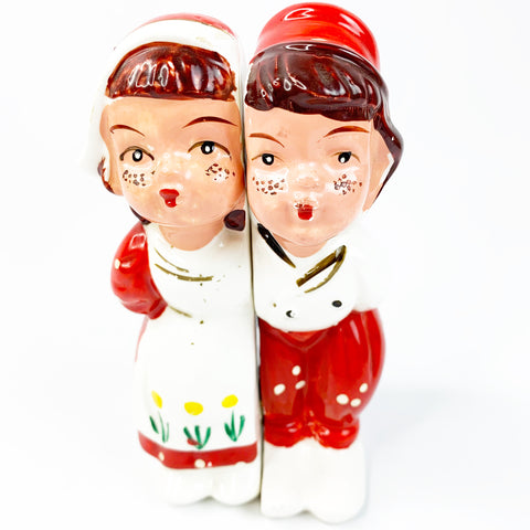 Vintage Wales Japan Boy Girl Ceramic Bookends