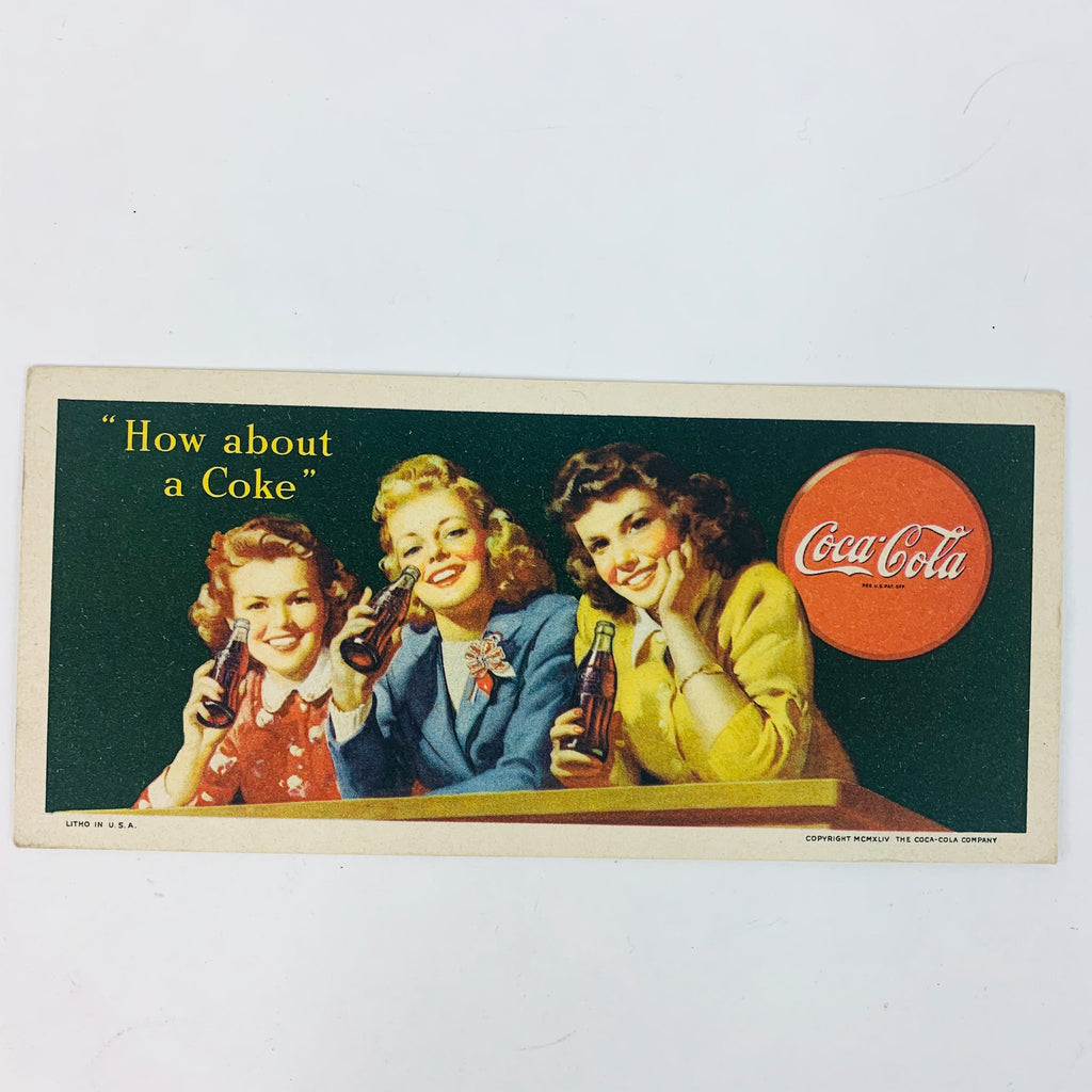 Vintage 1944 Coca-Cola How About A Coke Card Litho USA