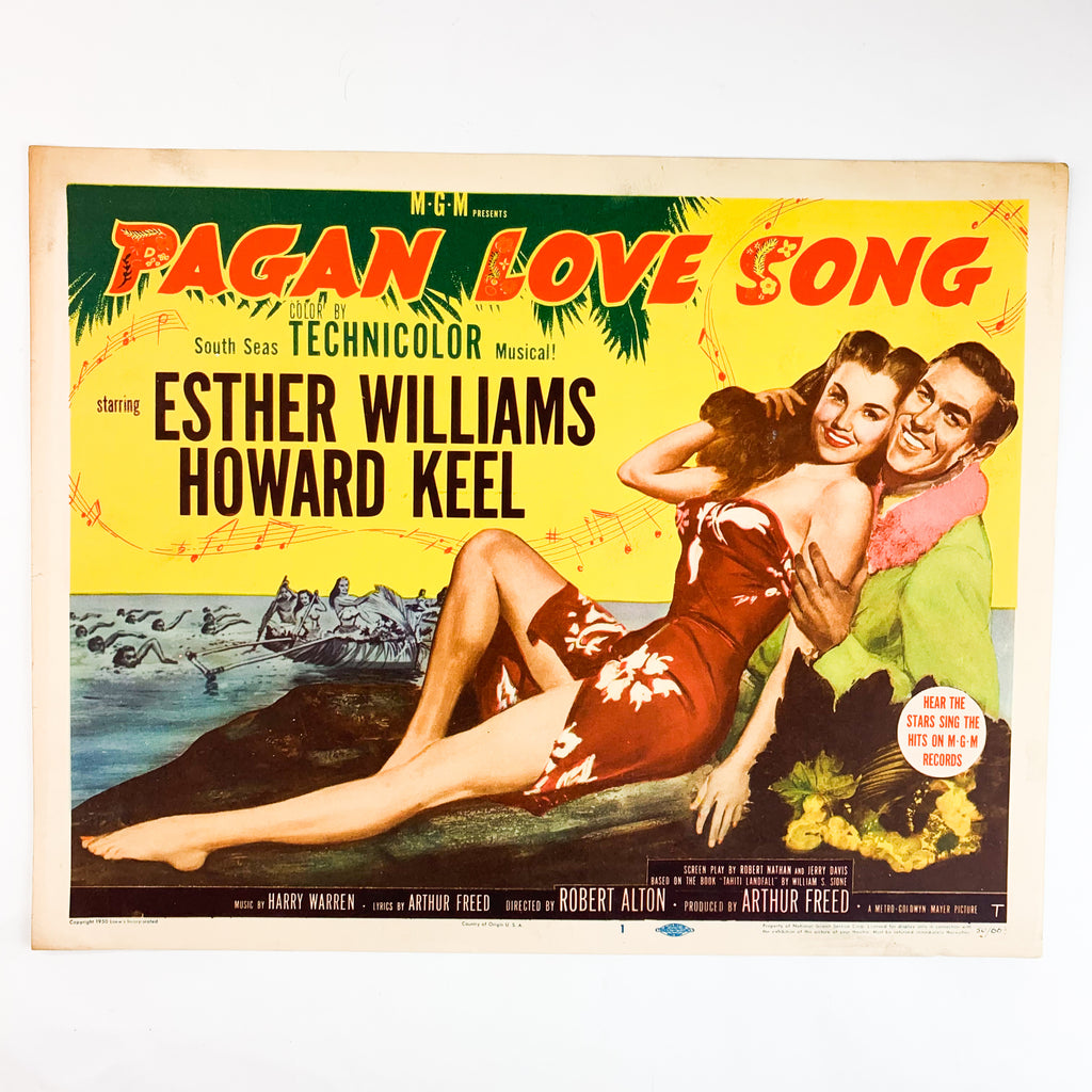 1950 Pagan Love Song MGM Technicolor Esther Willians Howard Keel Lobby Card #1