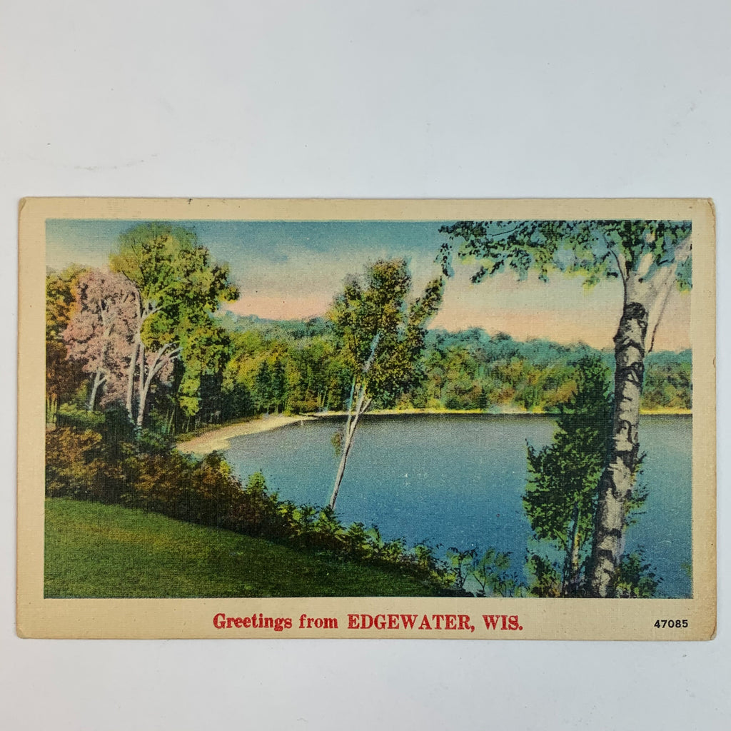 Grettings From Edgewater Wisconsin WI Lake Postcard