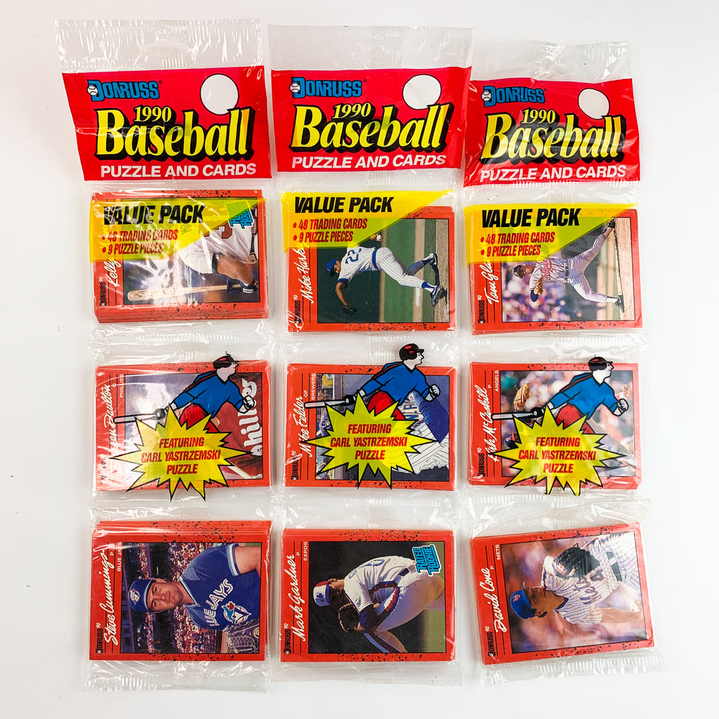 1990 Donruss Baseball Card Puzzle Cards Rack Pack Lot of 3