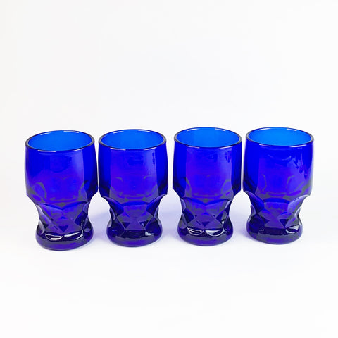 Vintage Georgian Cobalt Blue Viking Flat Tumblers